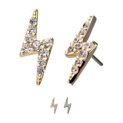 14KT GOLD PRONG SET LIGHTNING BOLT