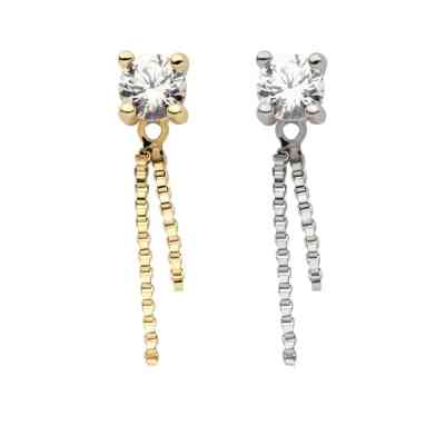 14KT GOLD PRONG SET CZ WITH DANGLE CHAIN