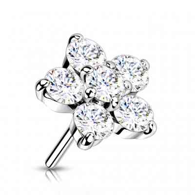 14KT WHITE GOLD GEM FLOWER