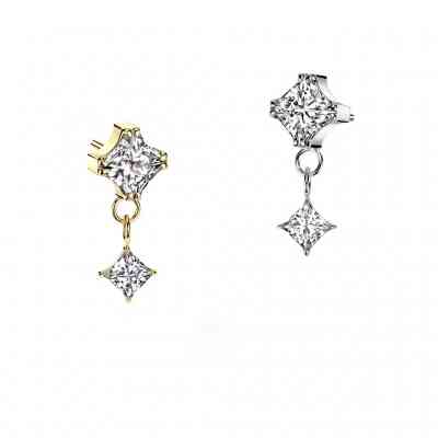 PRONG SET CZ TOP WITH CZ DANGLE