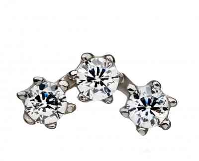 3 GEM CLUSTER WHITE GOLD